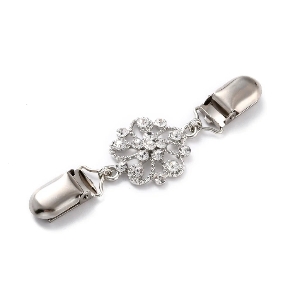 Koftspänne med blomma och rhinestone