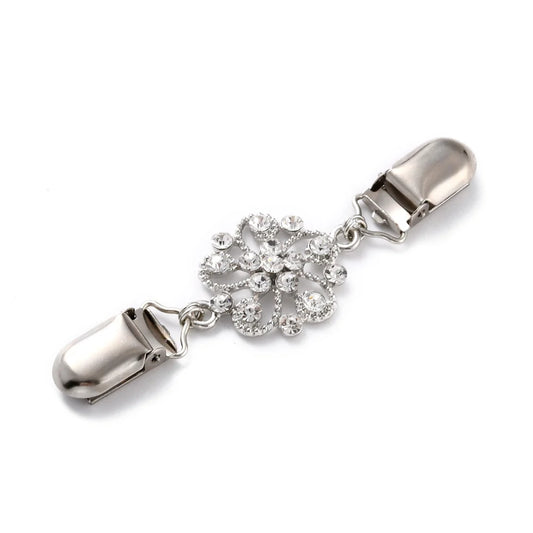 Koftspänne med blomma och rhinestone